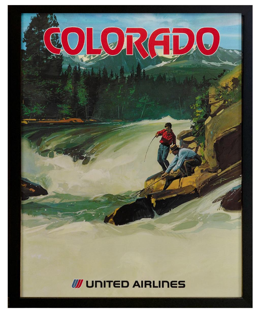 Mid-Century Modern Affiche de voyage vintage de United Airlines, circa 1970