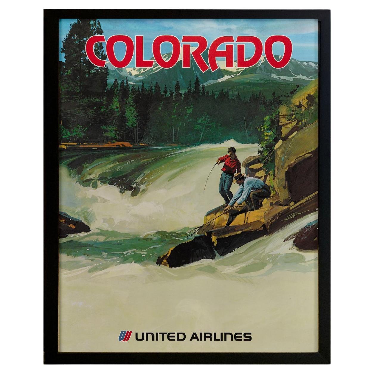 Affiche de voyage vintage de United Airlines, circa 1970