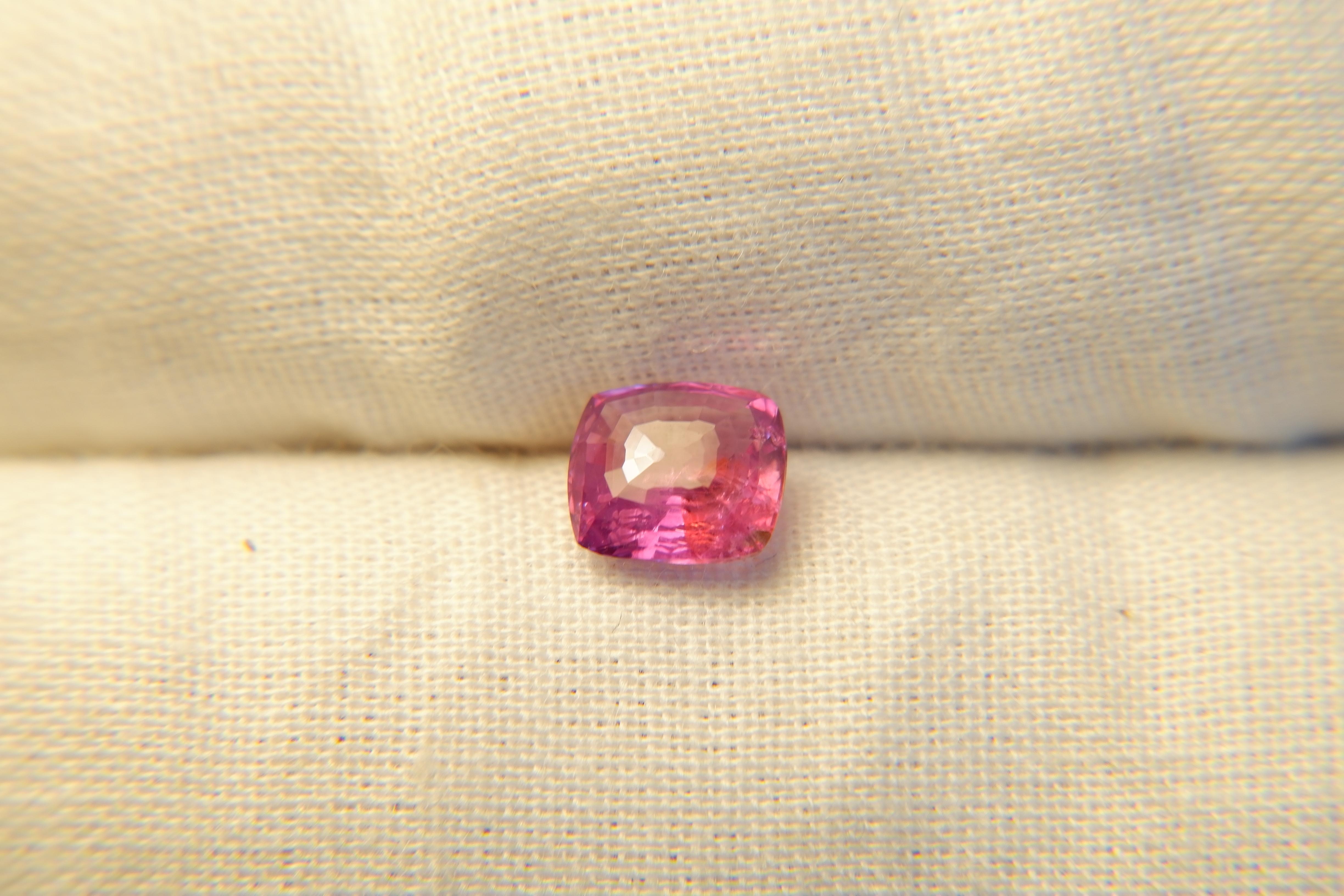 Antique Cushion Cut Colorchange Vivid Pink/Violet Sapphire, unheated For Sale