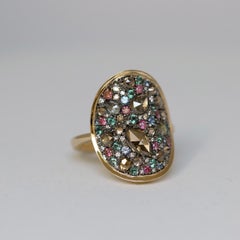 Colorchanging Alexandrite + Brown Diamond + Purple Diamond + Blue Sapphire Ring