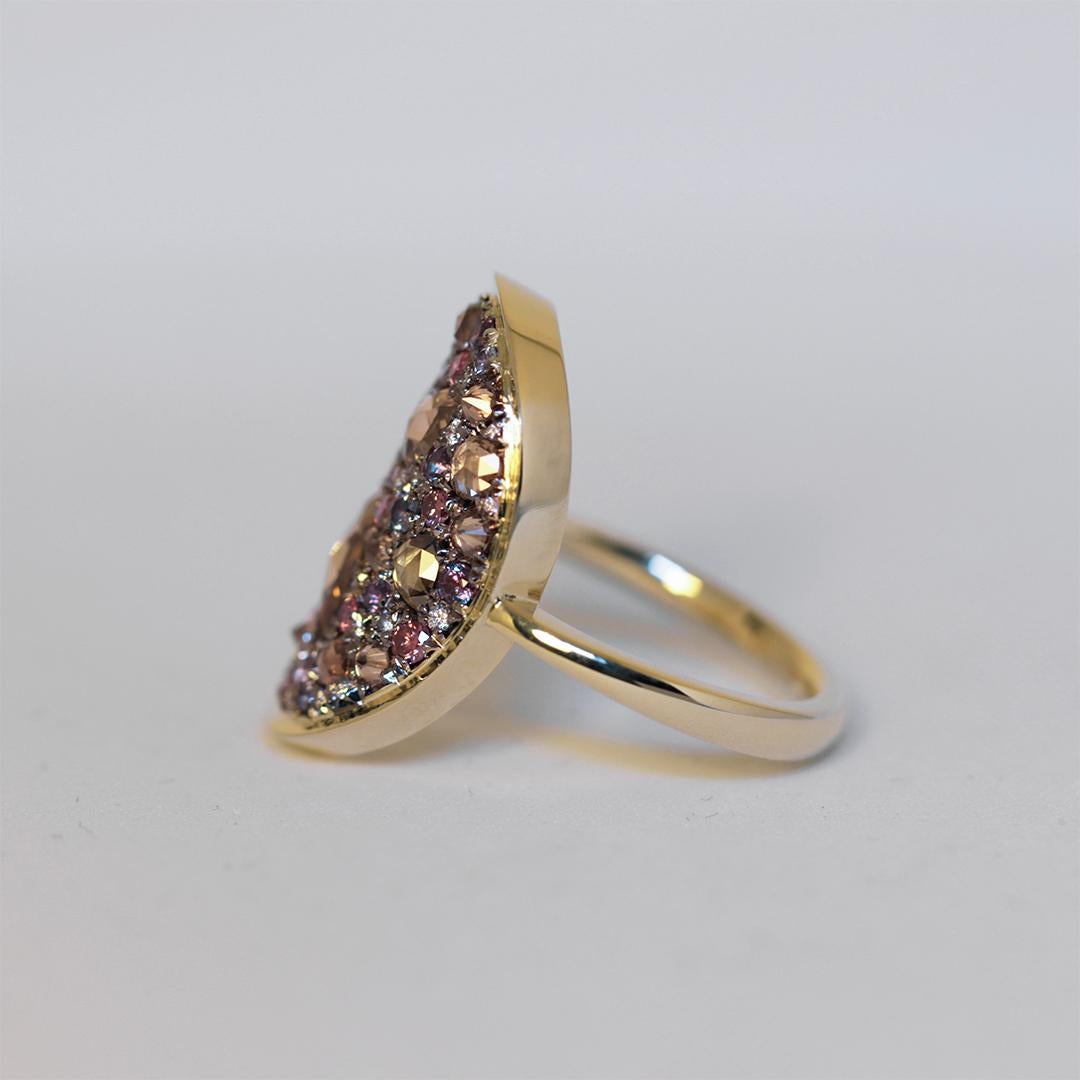 Colorchanging Alexandrite + Brown Diamond + Purple Diamond + Blue Sapphire Ring For Sale 2
