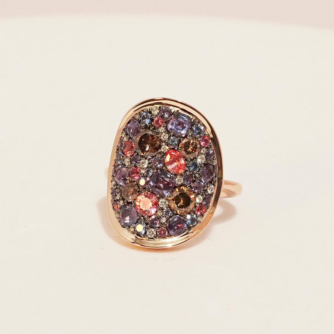 Colorchanging Alexandrite Padparadscha sapphire Blue Sapphire Brown Diamond Ring 10