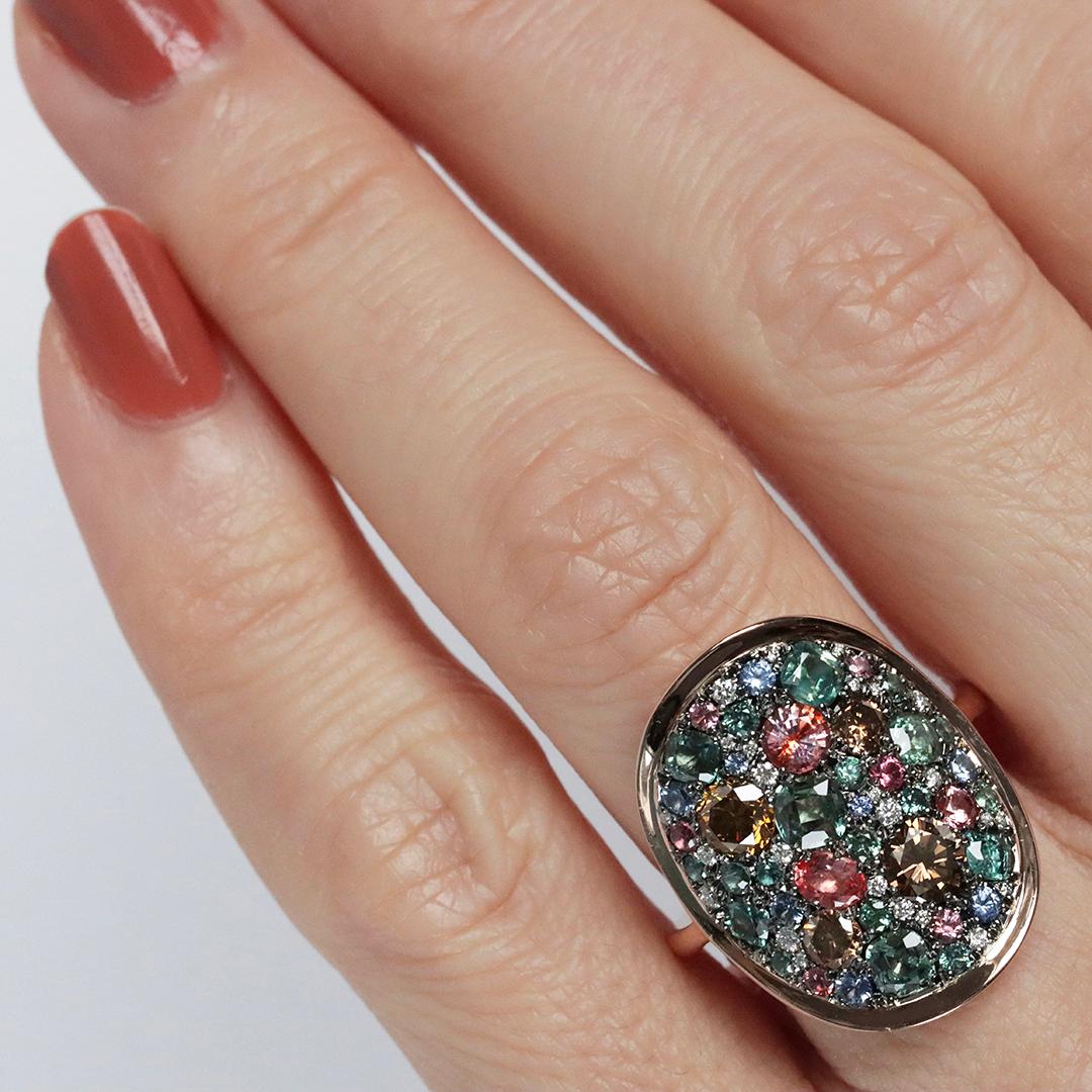 Colorchanging Alexandrite Padparadscha sapphire Blue Sapphire Brown Diamond Ring 12