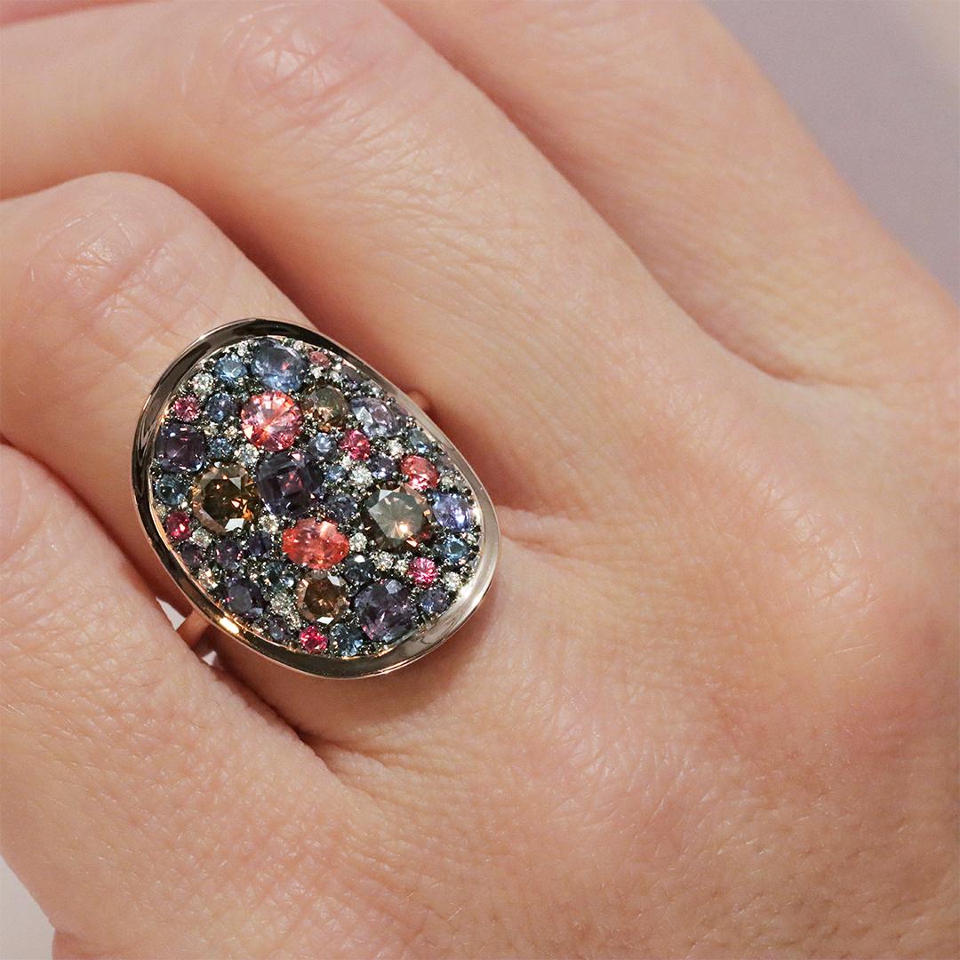 Colorchanging Alexandrite Padparadscha sapphire Blue Sapphire Brown Diamond Ring 13