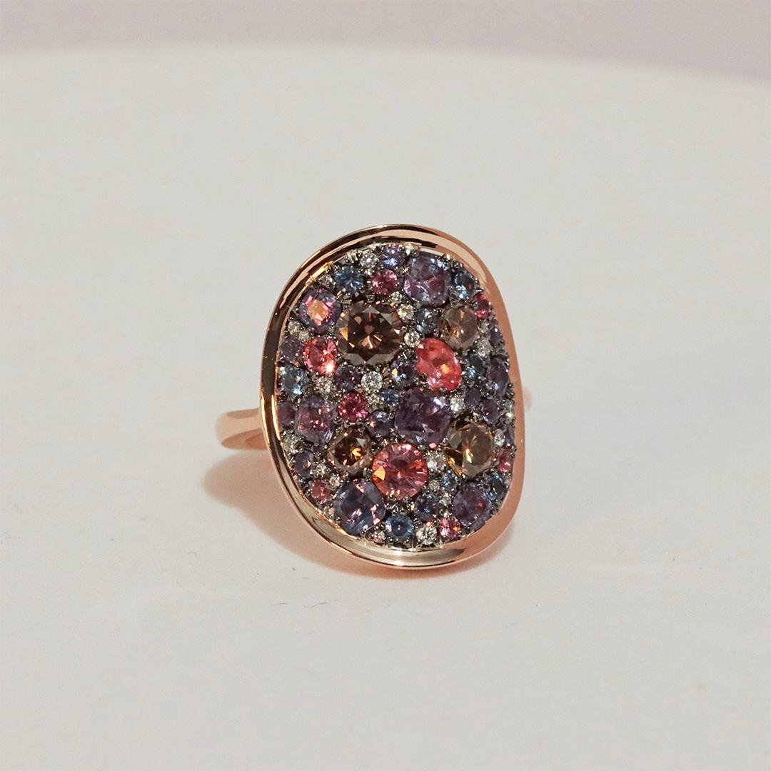 Colorchanging Alexandrite Padparadscha sapphire Blue Sapphire Brown Diamond Ring 2