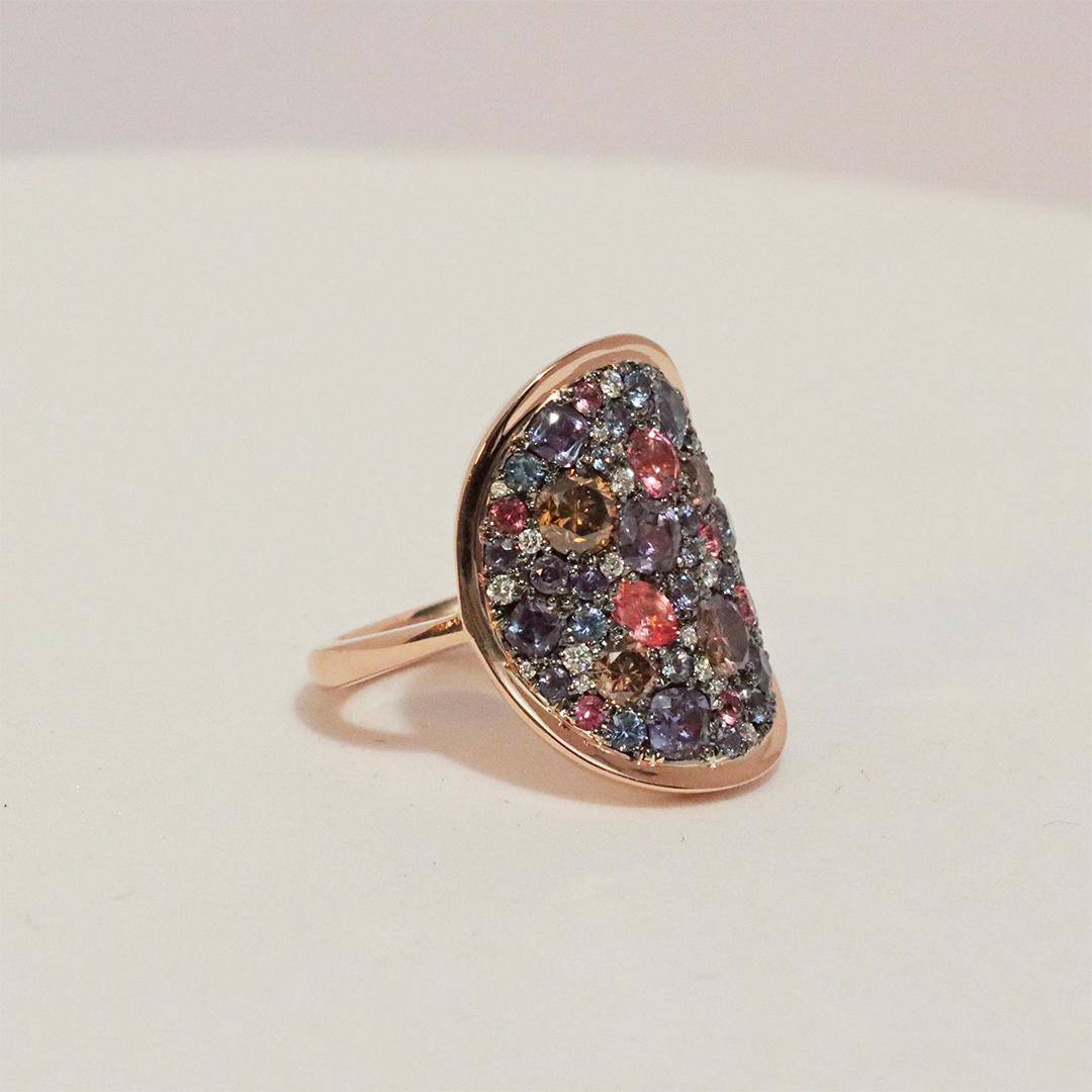 Colorchanging Alexandrite Padparadscha sapphire Blue Sapphire Brown Diamond Ring 4