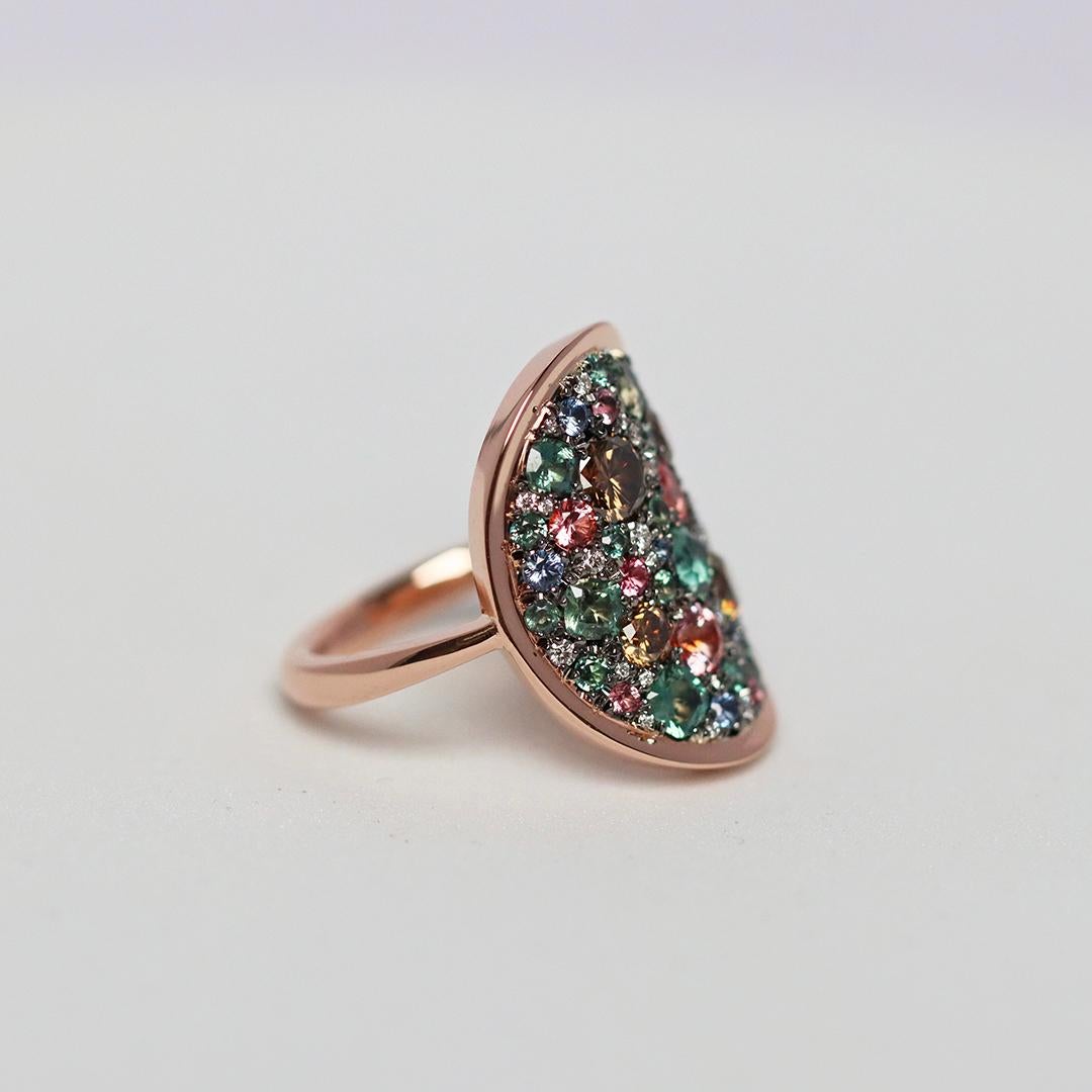Colorchanging Alexandrite Padparadscha sapphire Blue Sapphire Brown Diamond Ring 5
