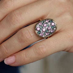 Colorchanging Alexandrite Unheated Purplish Pink sapphire Diamond Pave Ring