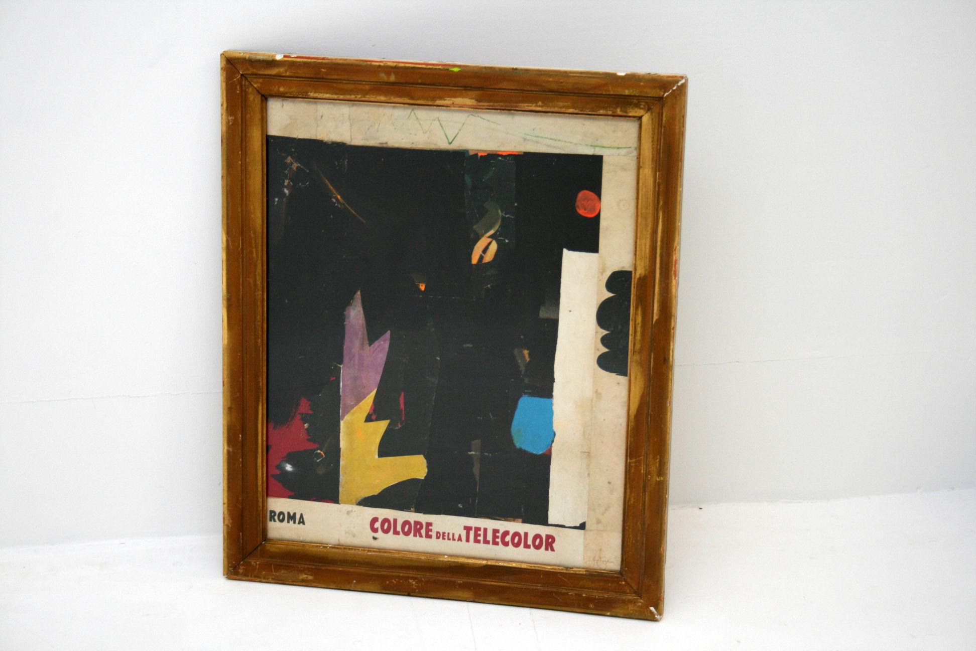Colore Della telecore
By Huw Griffith
Collage: 19th century French ephemera, film posters
from ‘30s, ‘40s & ‘50s, graphite crayons and
household paint
The collage has been placed into an antique frame which has been reworked by Huw and is part