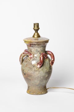 Colored 1960 design 20th century ceramic table lamp by R. Anchierri
