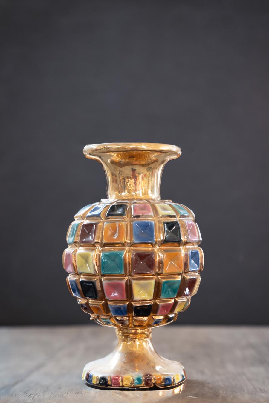 Mid-20th Century Colored Ceramic Vase, 1960s Vintage Style Design Period 1950s - 1959 Period For Sale