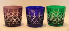 Colored Crystal Old Fashioned Glasses Barware set of 5 Ajka Arabella Circa 1960