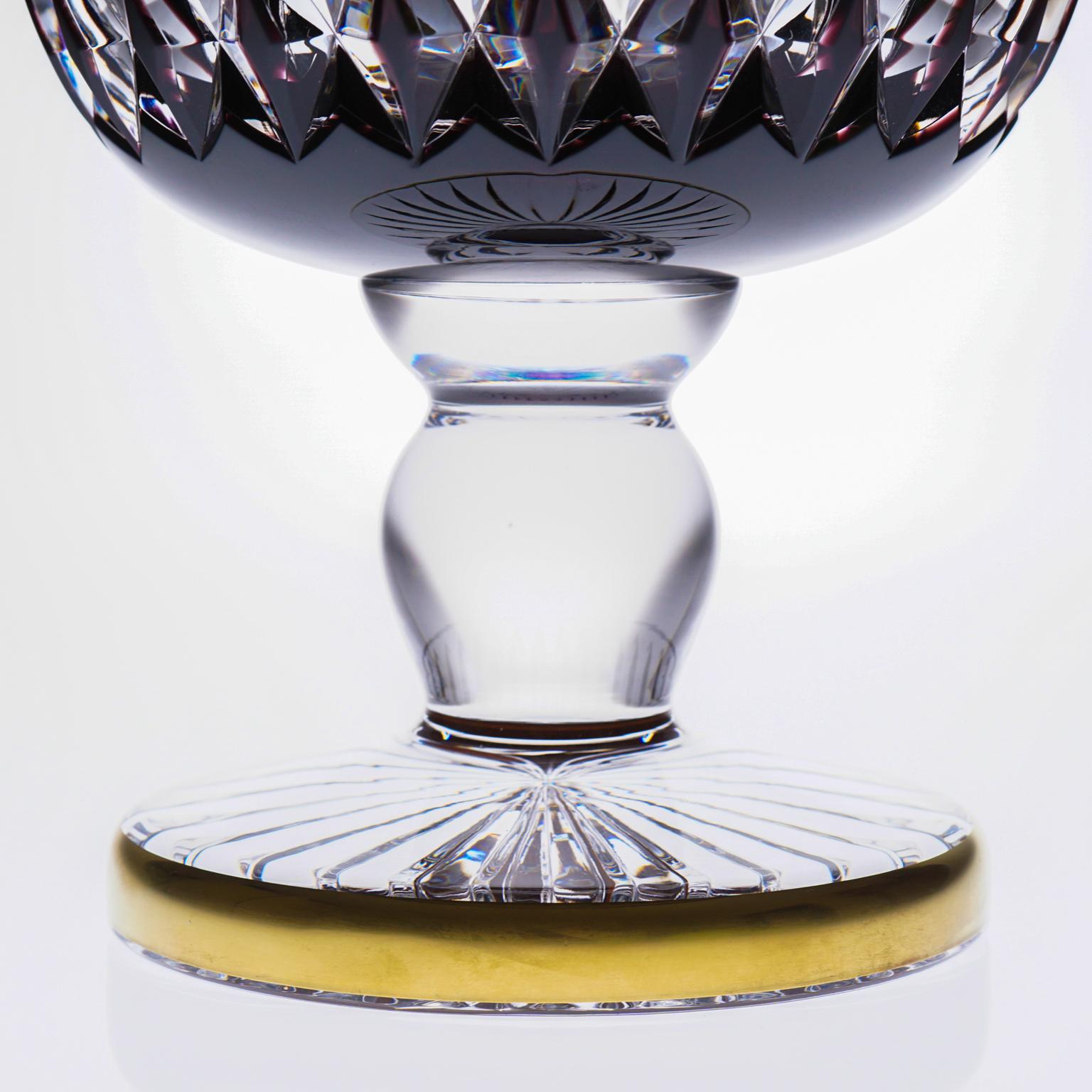 Vase aus farbigem Kristall mit Goldmalerei, 22-karätiges Gold im Zustand „Neu“ im Angebot in Montbronn, FR