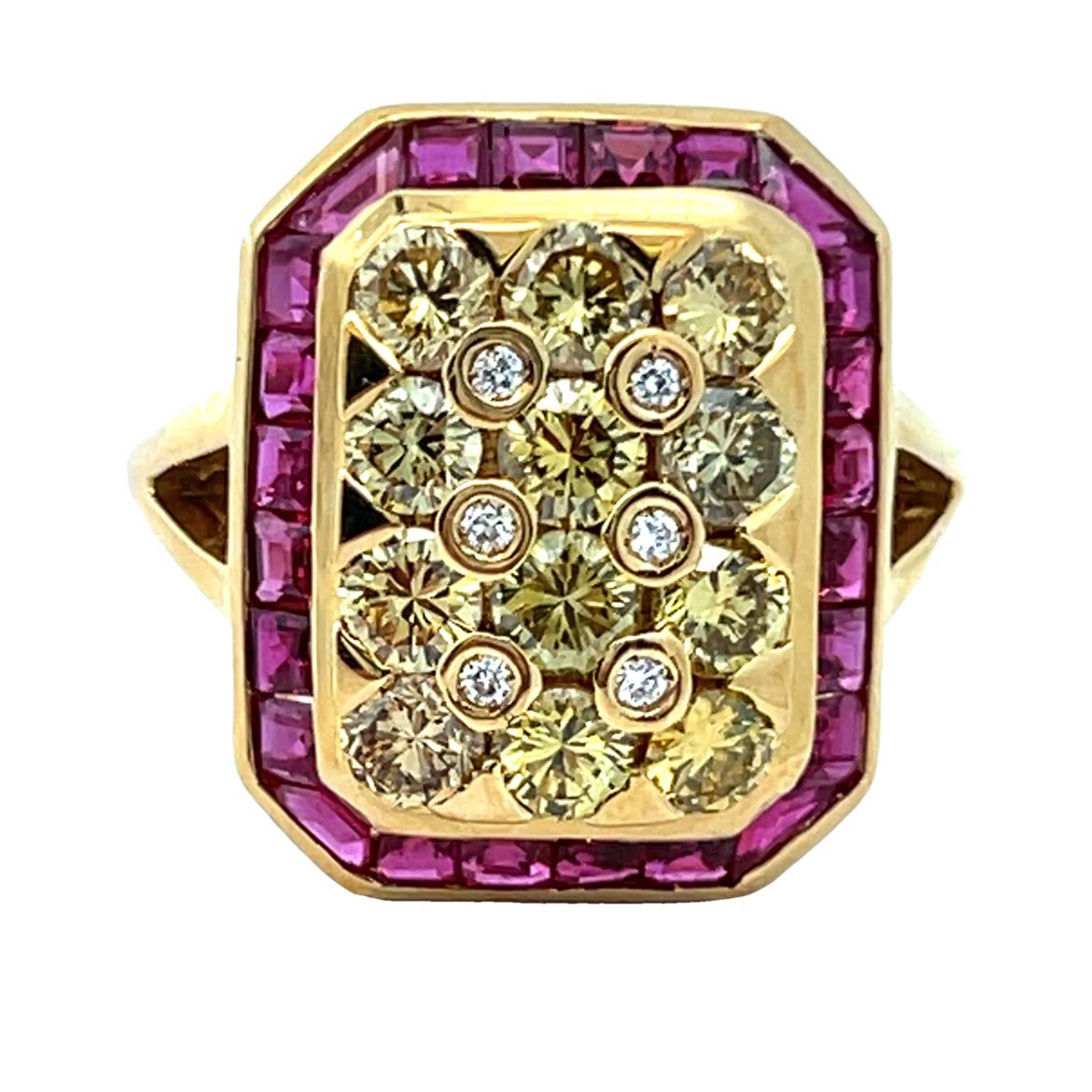 Ring mit farbigem Diamant und Rubin im Angebot 5