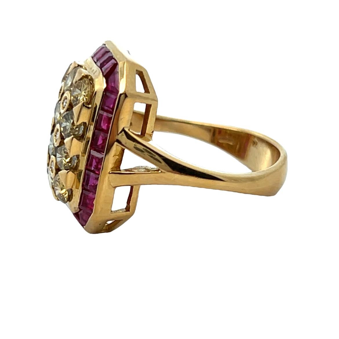 Ring mit farbigem Diamant und Rubin im Angebot 1