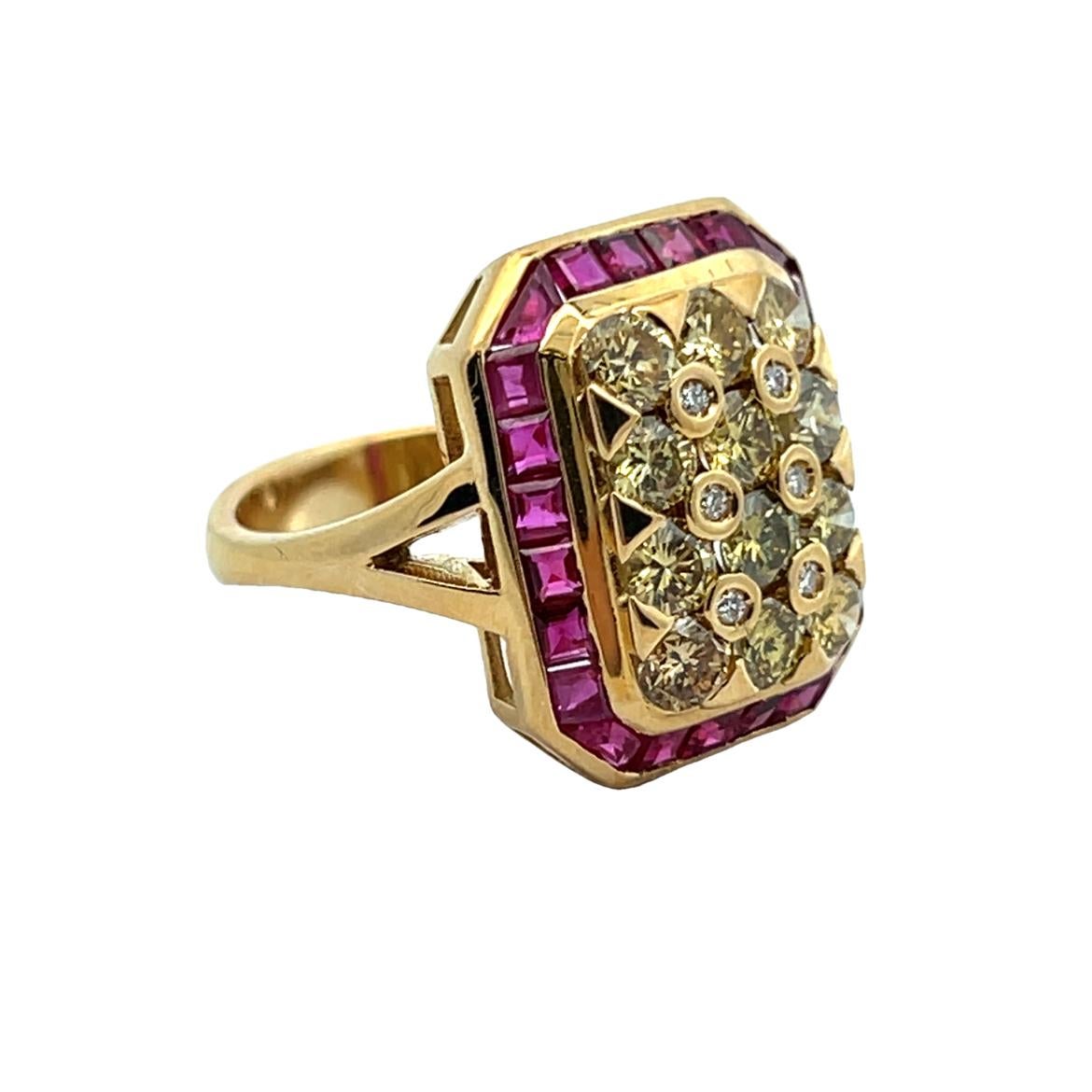 Ring mit farbigem Diamant und Rubin im Angebot 2