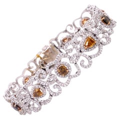 Bracelet de diamants de couleur et diamants blancs