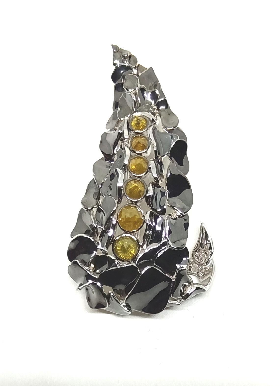 Contemporary  Beware! People will Stare with One of a kind Colored Diamond Brooch For Sale
