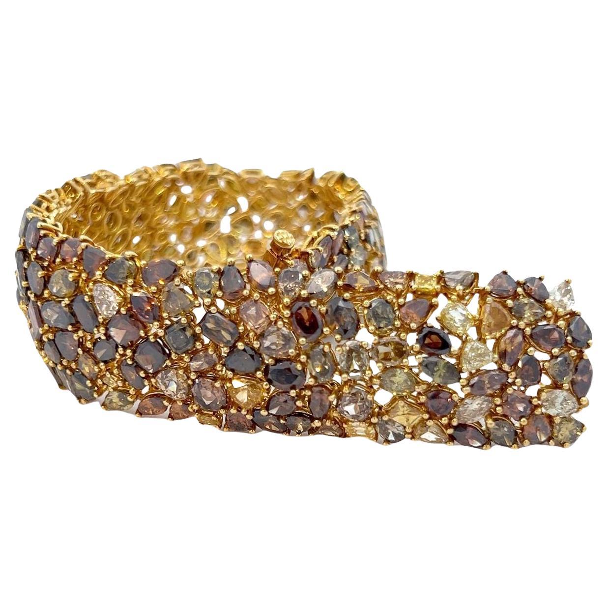 Pulsera de tenis grande con diamantes de colores