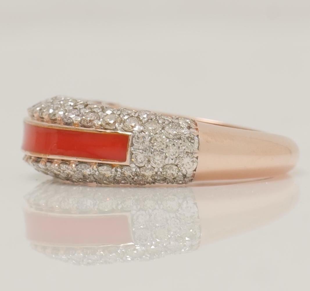 Donna Anello con diamante smaltato colorato in oro massiccio 14k (certificato) in vendita
