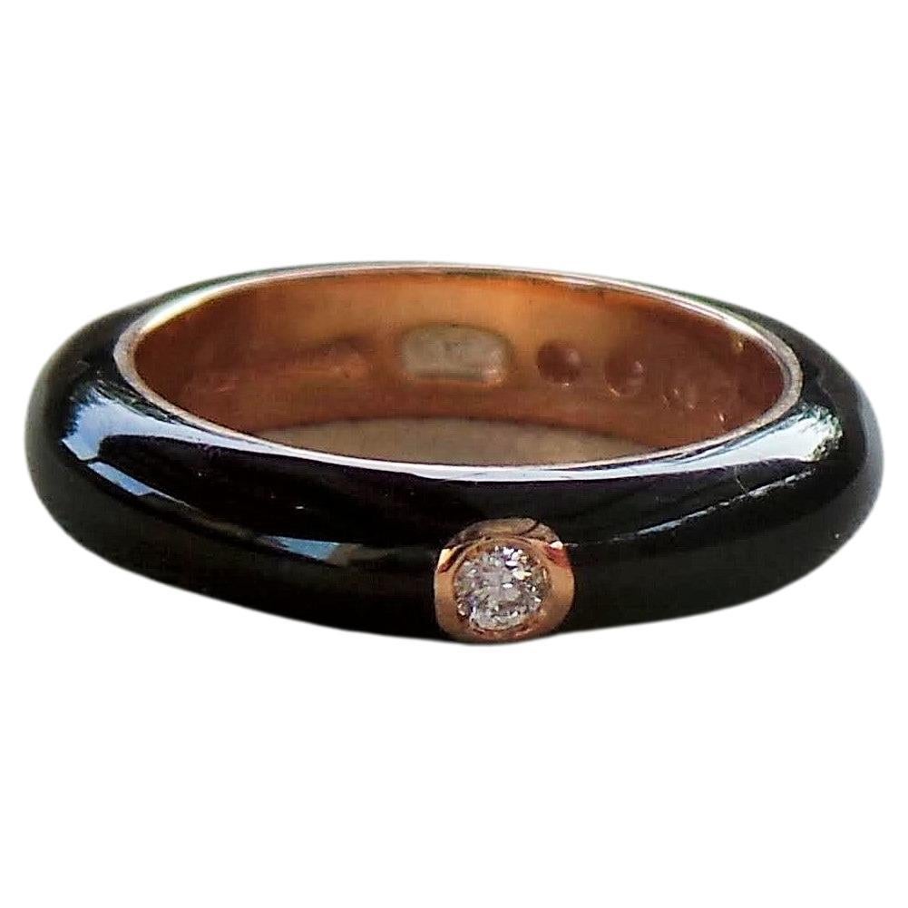 Colored Enamelled Stackable Dark Brown Rose Gold Diamonds 0.12k Cocktail Ring For Sale