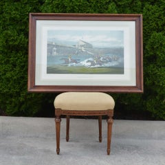 Colored Engraving Horse Race Scene Framed