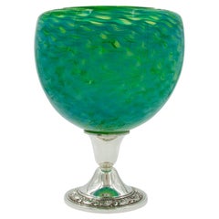 Colored Glass Bowl on Sterling Base