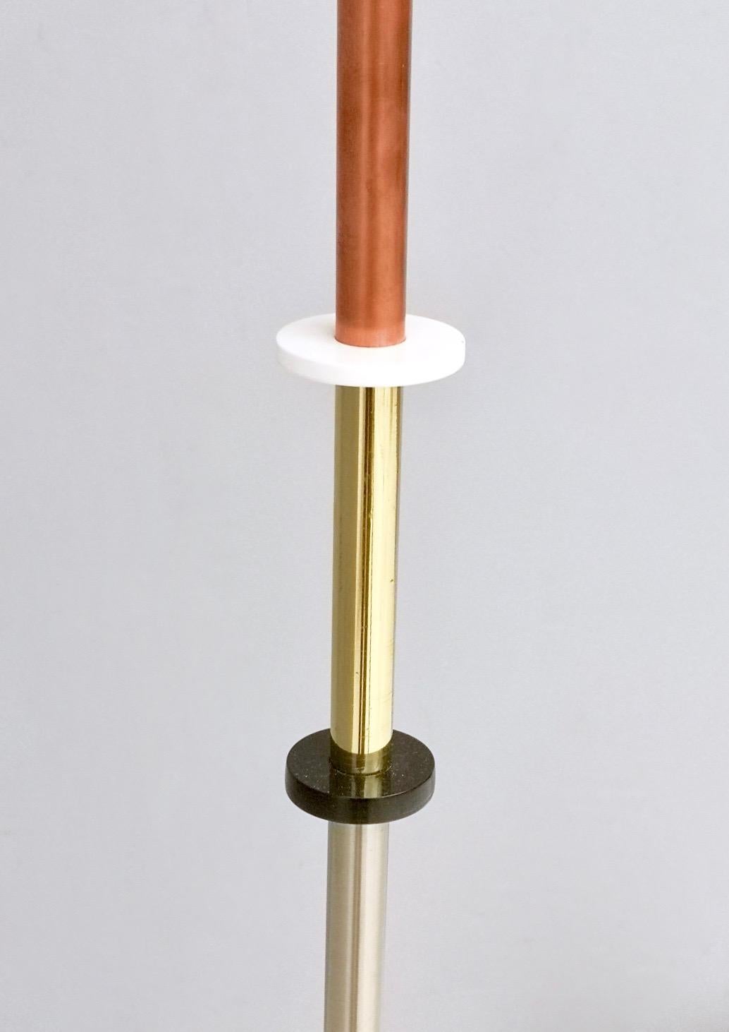 Plated Orange Glass, Brass, Copper and Metal Floor Lamp by Carmelo La Gaipa, 2019 For Sale