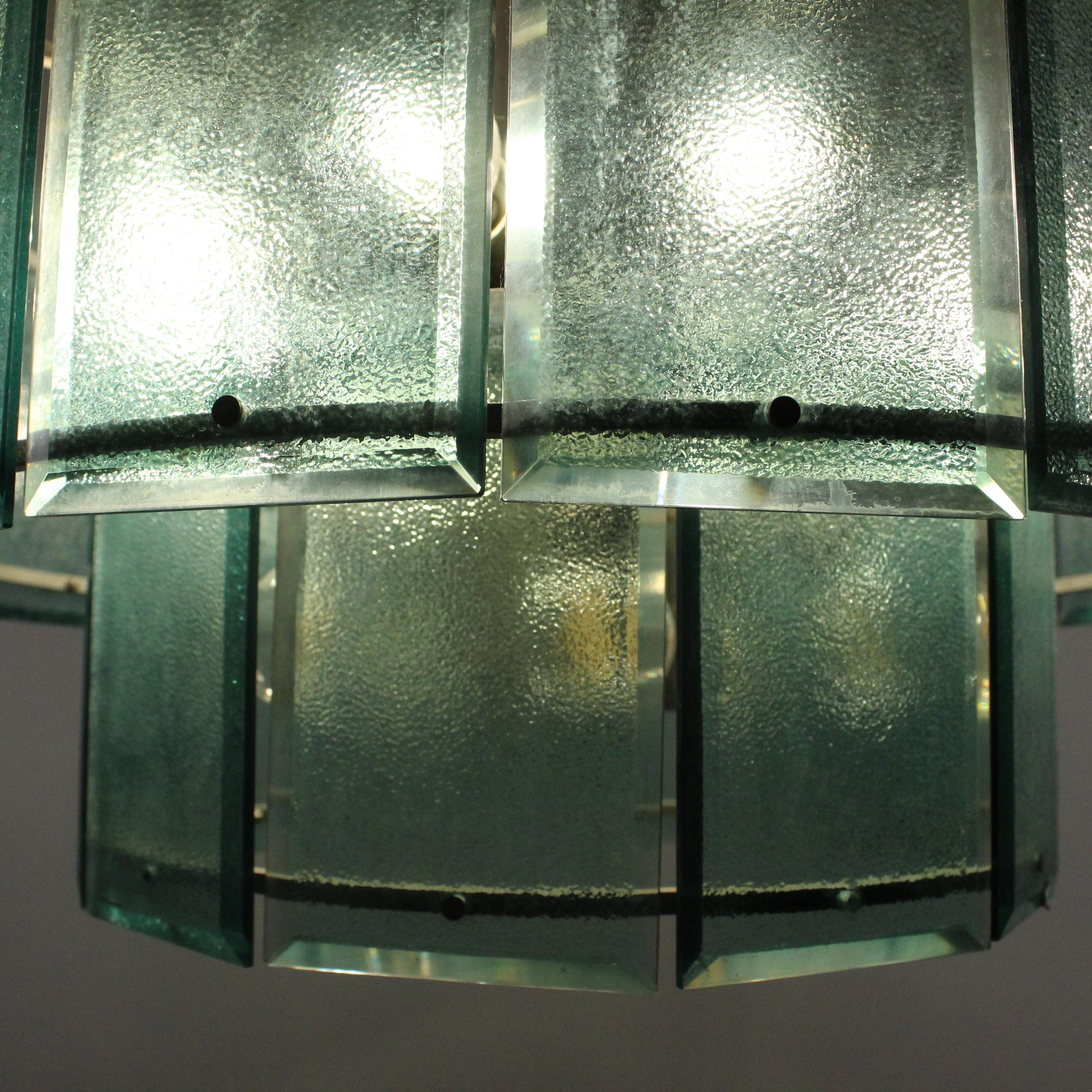 Steel Colored Glass Chandelier, Candle, 1960 For Sale