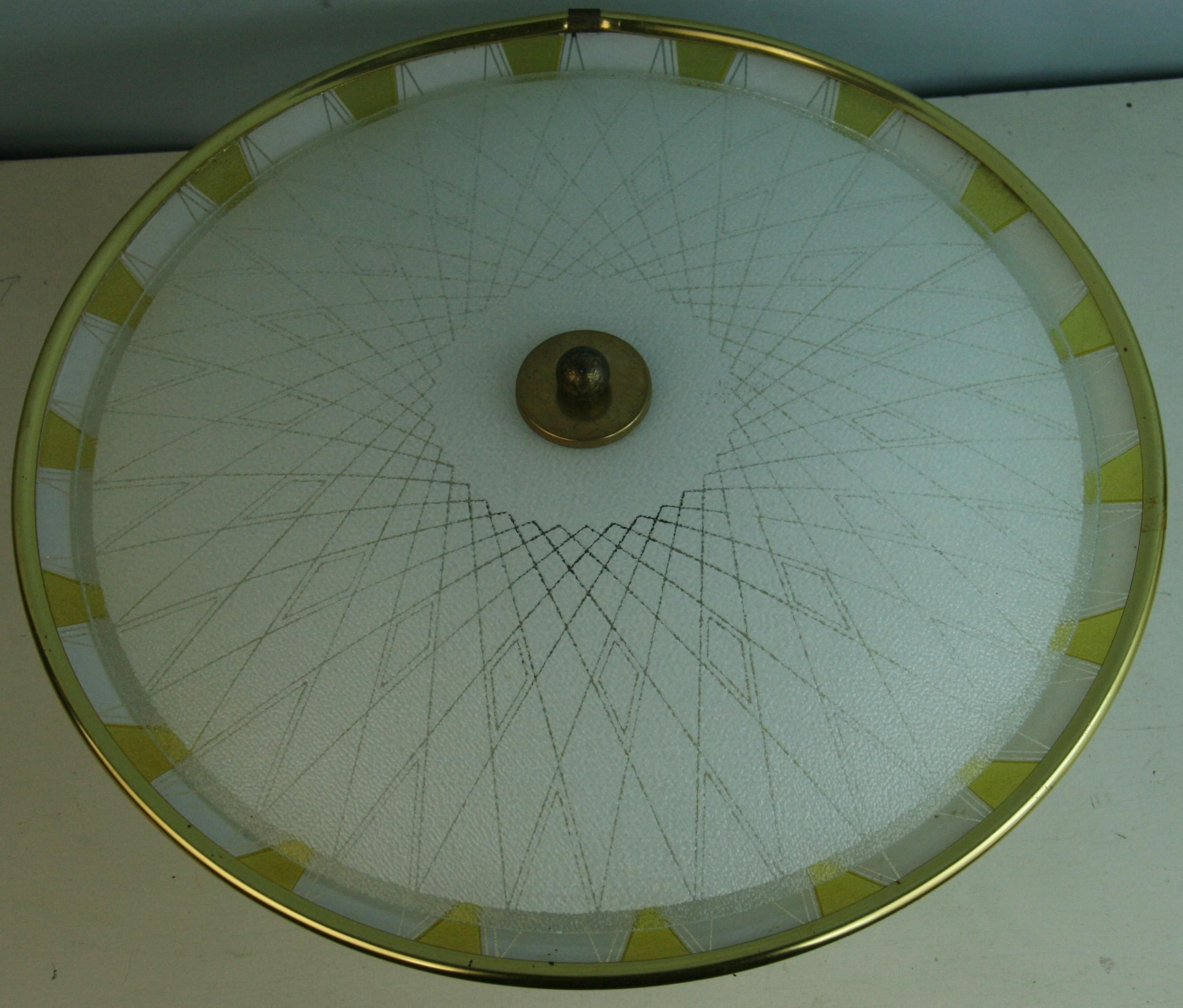 Mid Century Colored Glass Geometric Flushmount 1950's 2