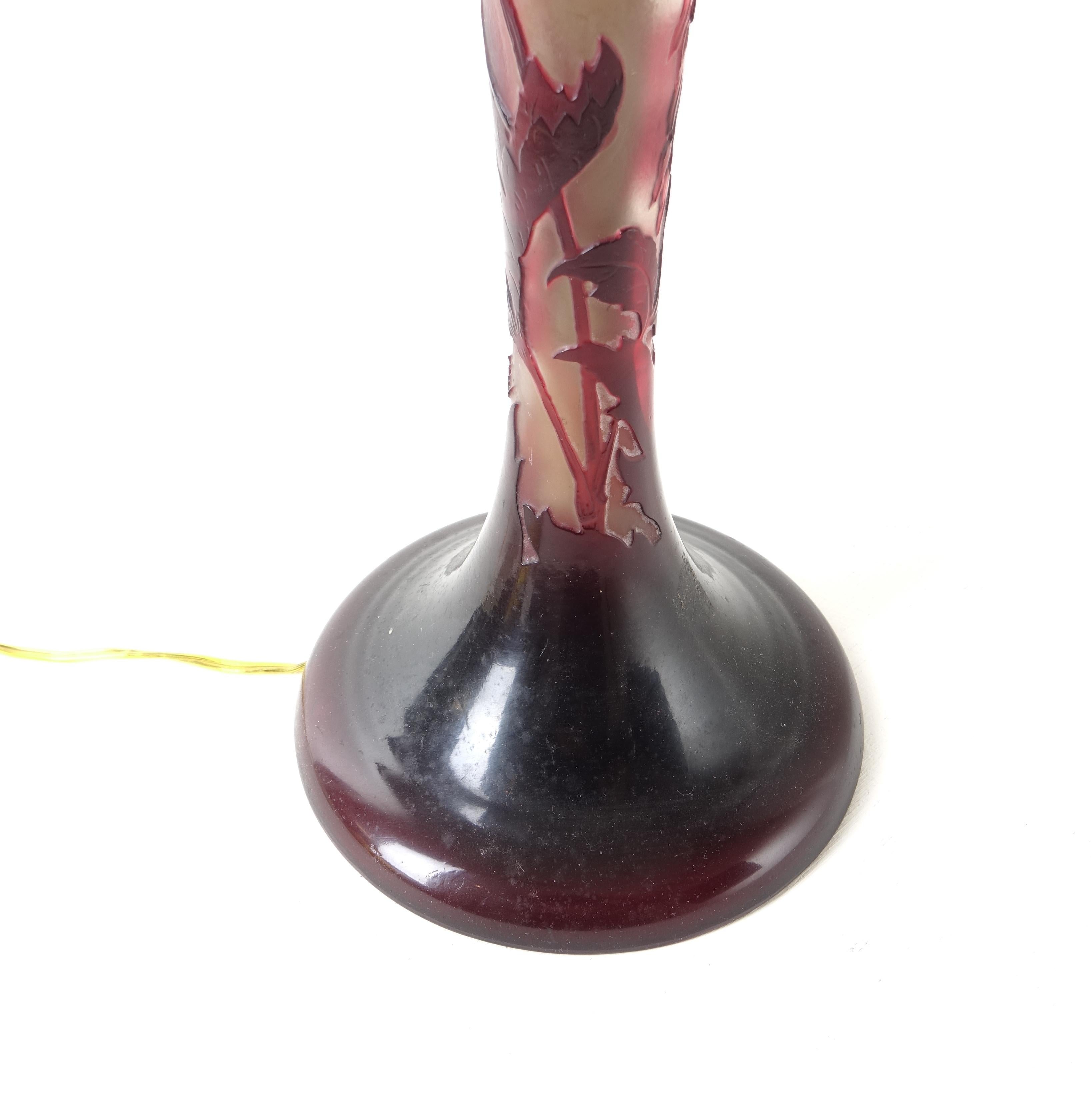 Lampe en verre coloré signée Emilé Gallé Liberty Art Nouveau, originale années 1900 5