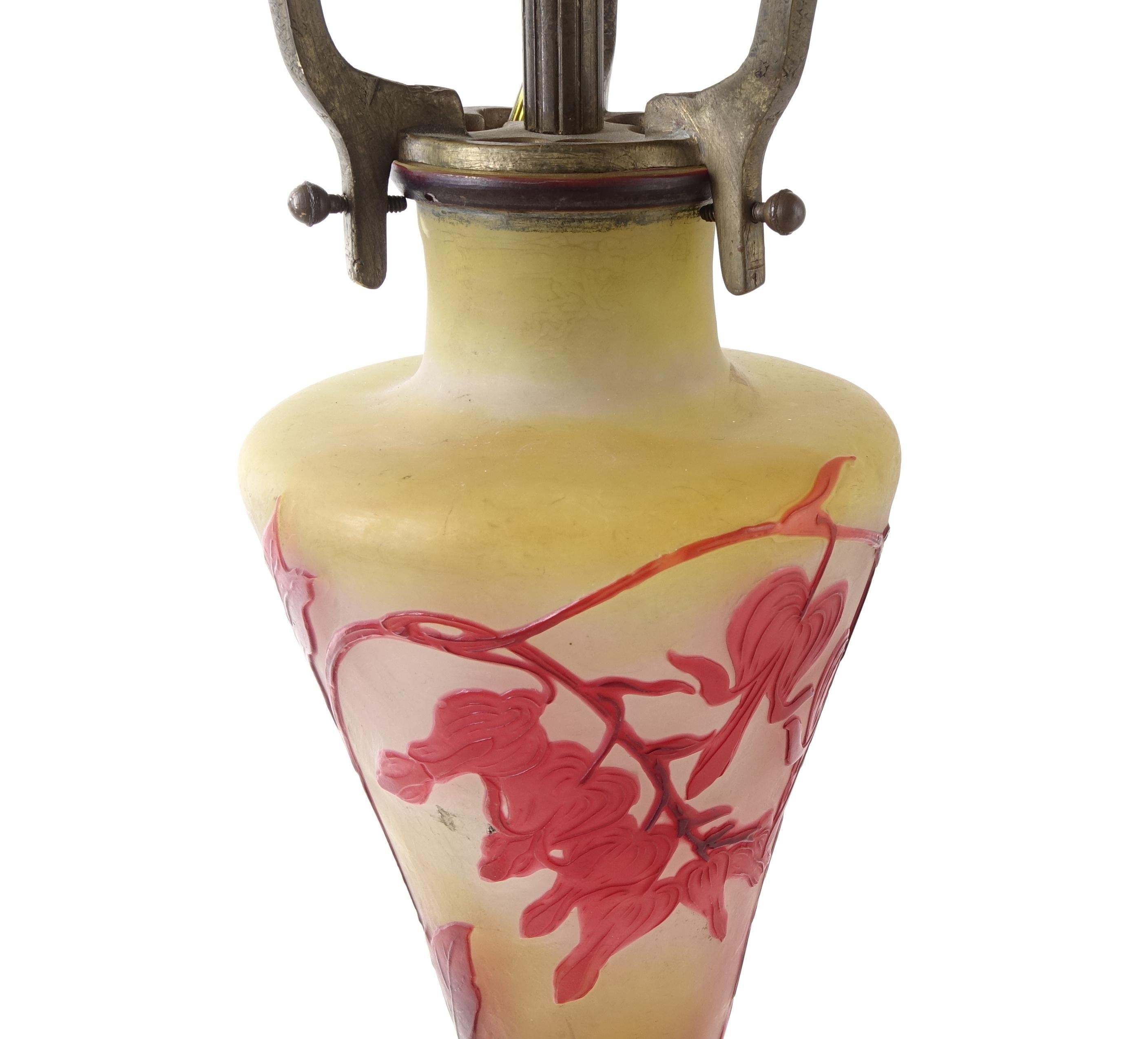 Colored Glass Lamp Signed Emilé Gallé Liberty Art Nouveau, Original 1900s 8