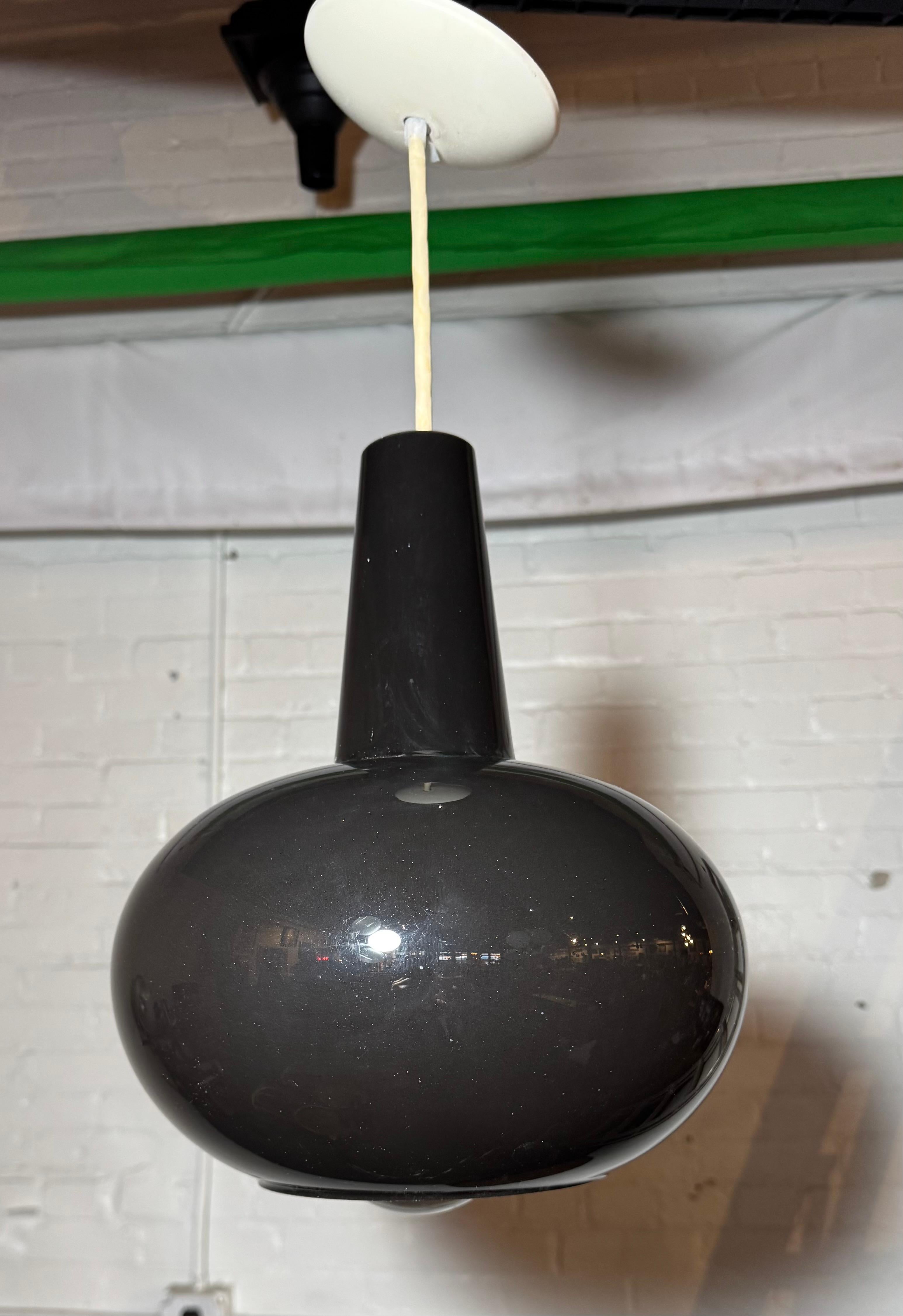 Colored Glass Pendant by Prescolite Black / Classic Modernist For Sale 3