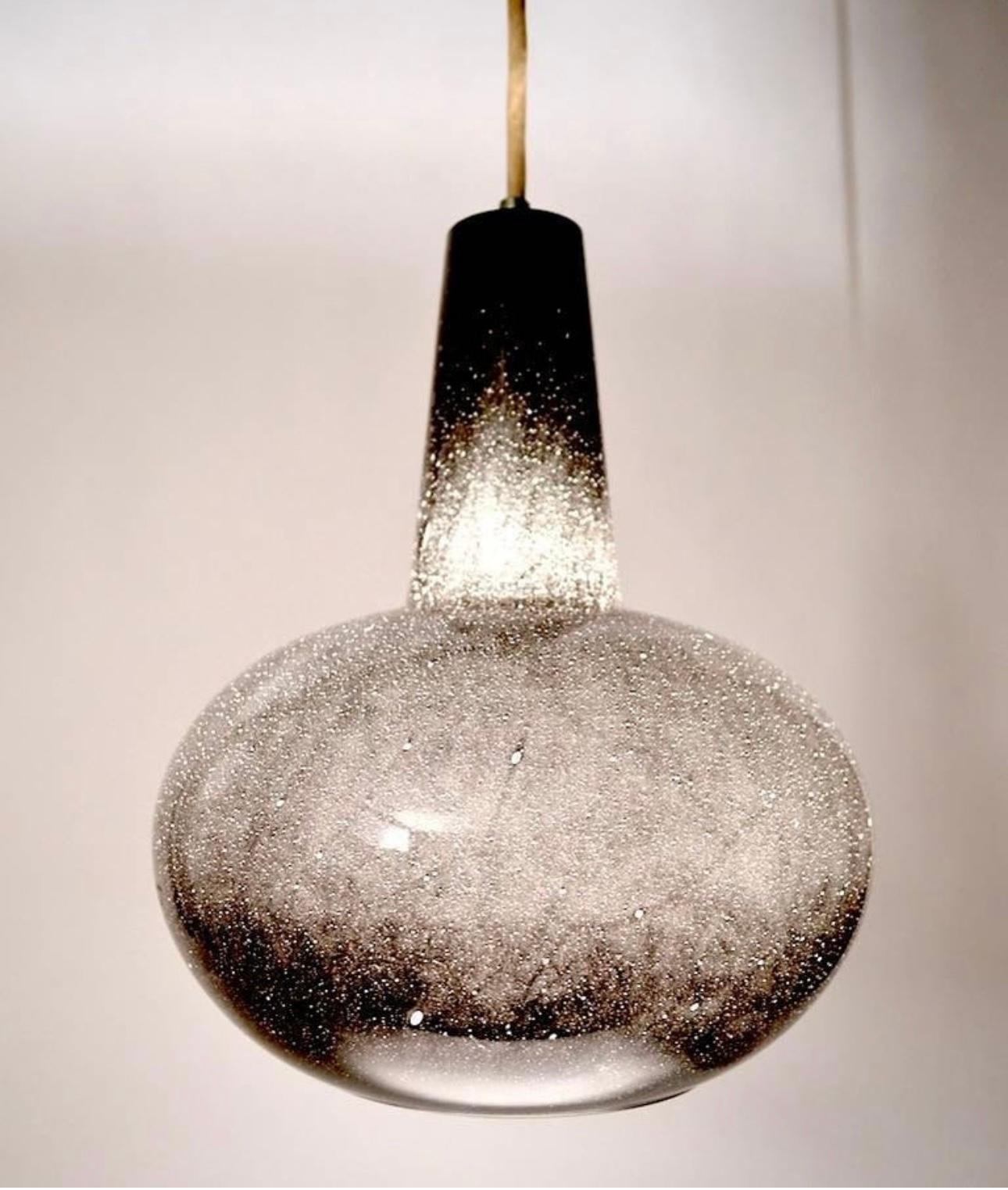 American Colored Glass Pendant by Prescolite Black / Classic Modernist For Sale