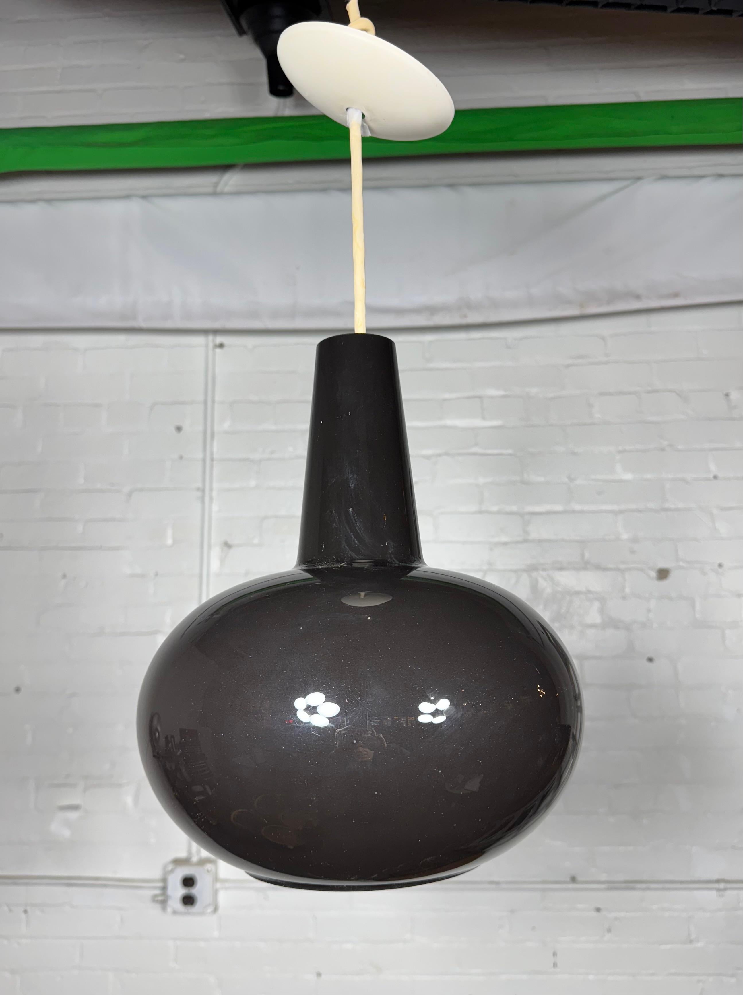 Colored Glass Pendant by Prescolite Black / Classic Modernist For Sale 1
