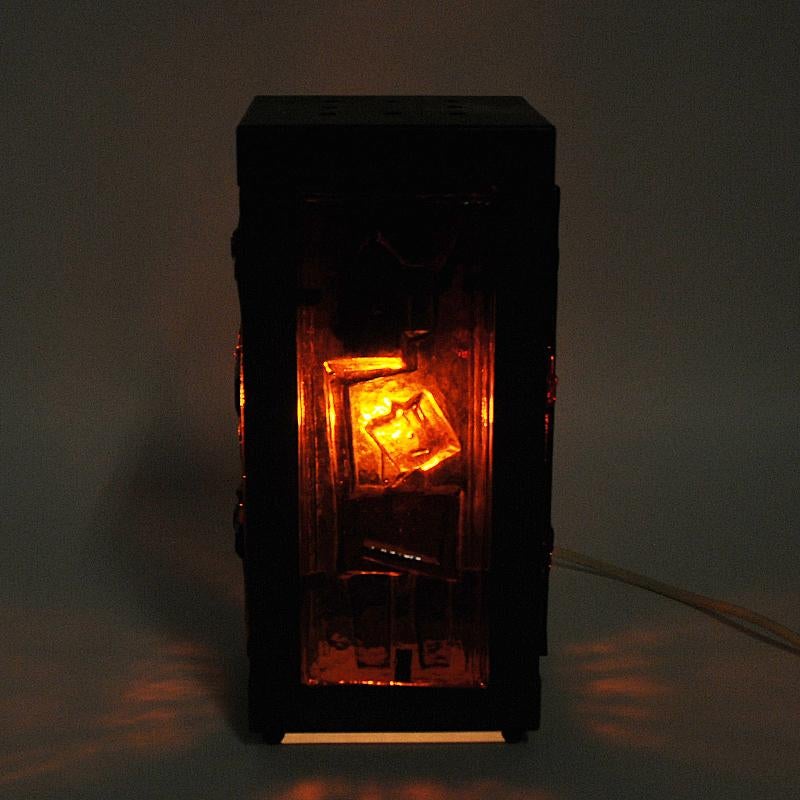 Copper Colored Glass Table Lamp by Erik Höglund, 1960s, Sweden