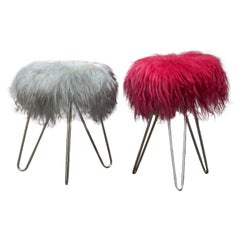 Colored Lambs Wool Vanity Stools
