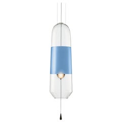 Colored Limpid Light L Azure Full-Swing, Pendant Light, Hand Blown Glass