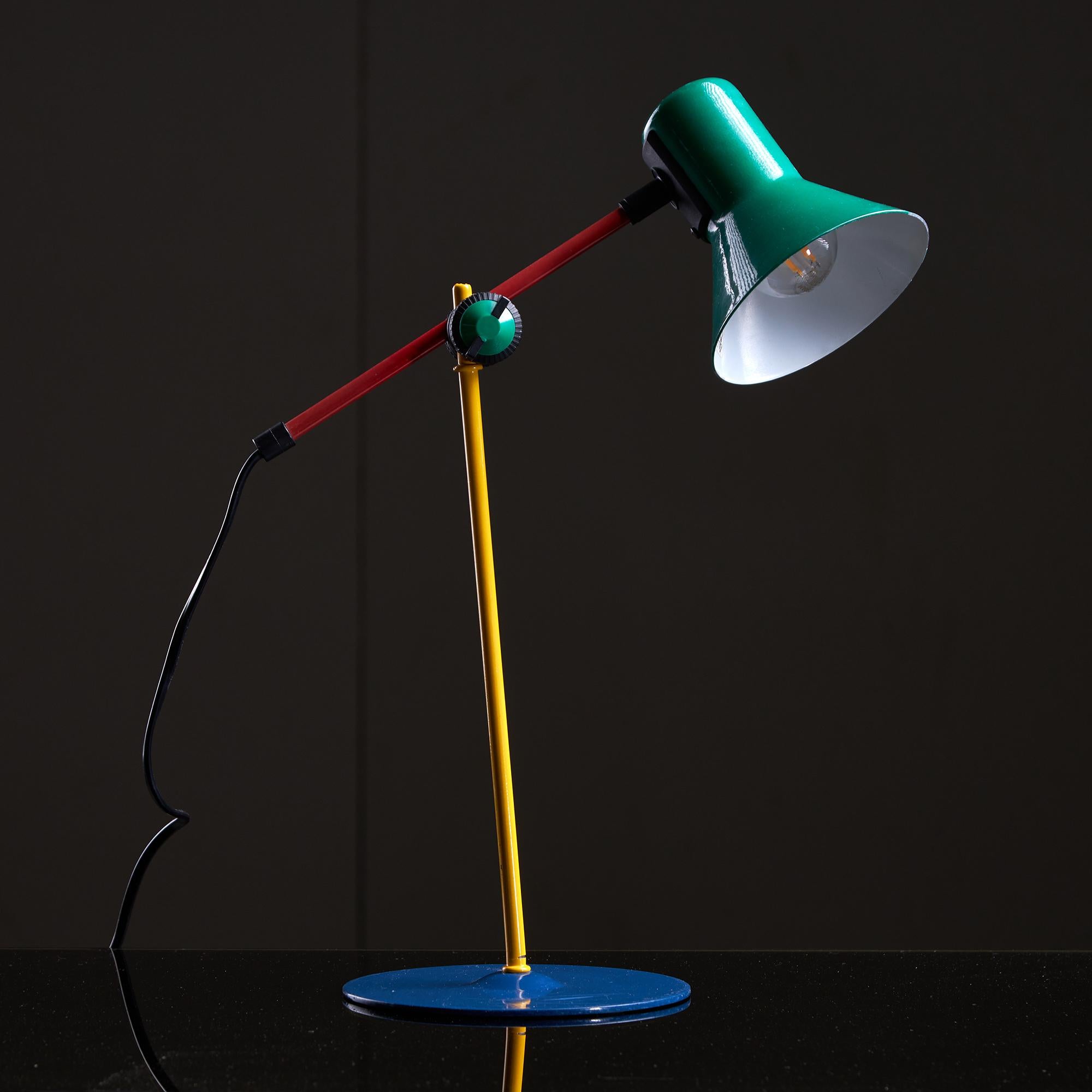 Colored Metal Table Lamp, Serie Z1-90 for Veneta Lumi, 1990s In Good Condition In Budapest, HU