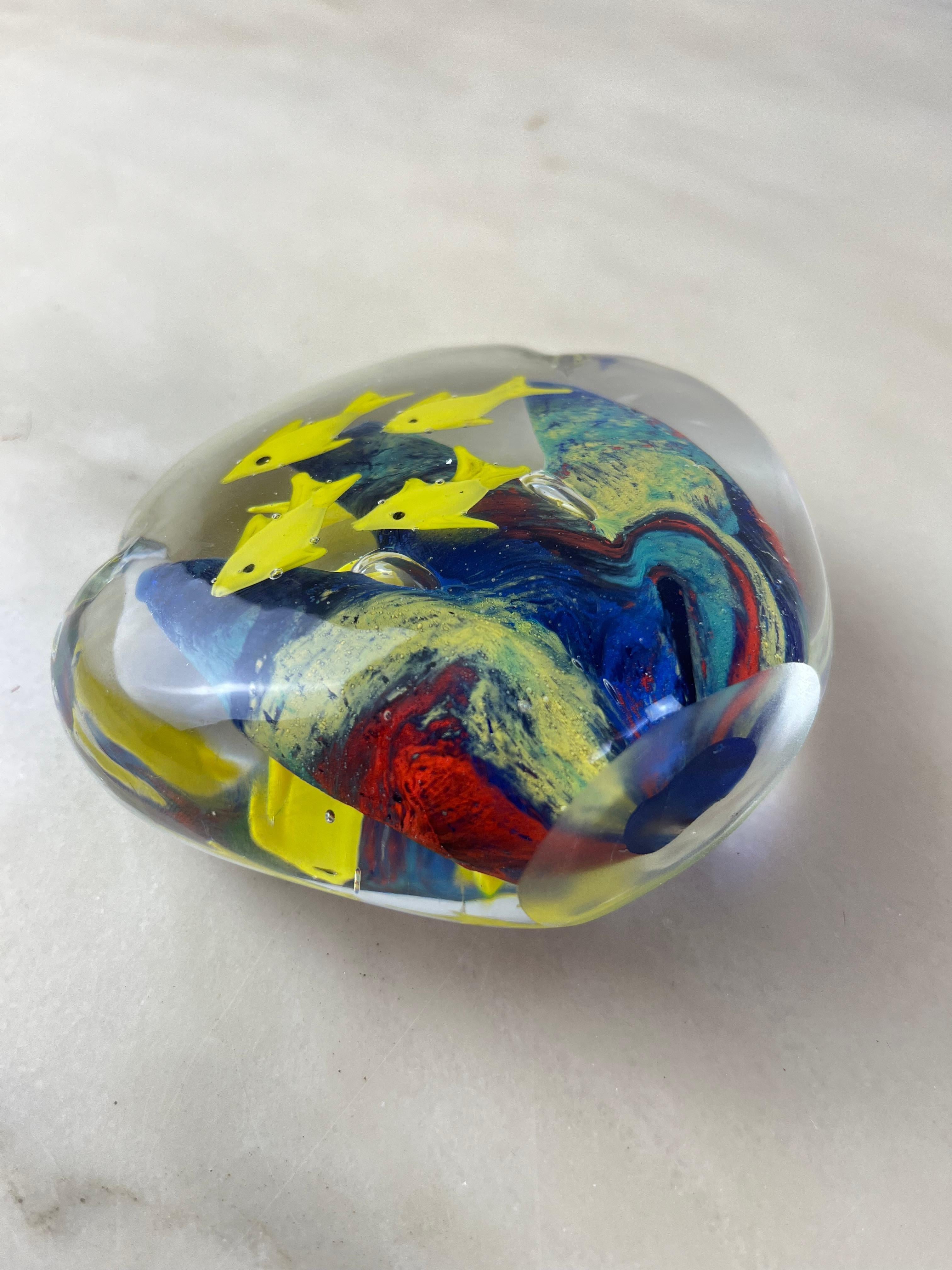 Italian Colored Murano Glass Paperweight, Italy, 1970s For Sale