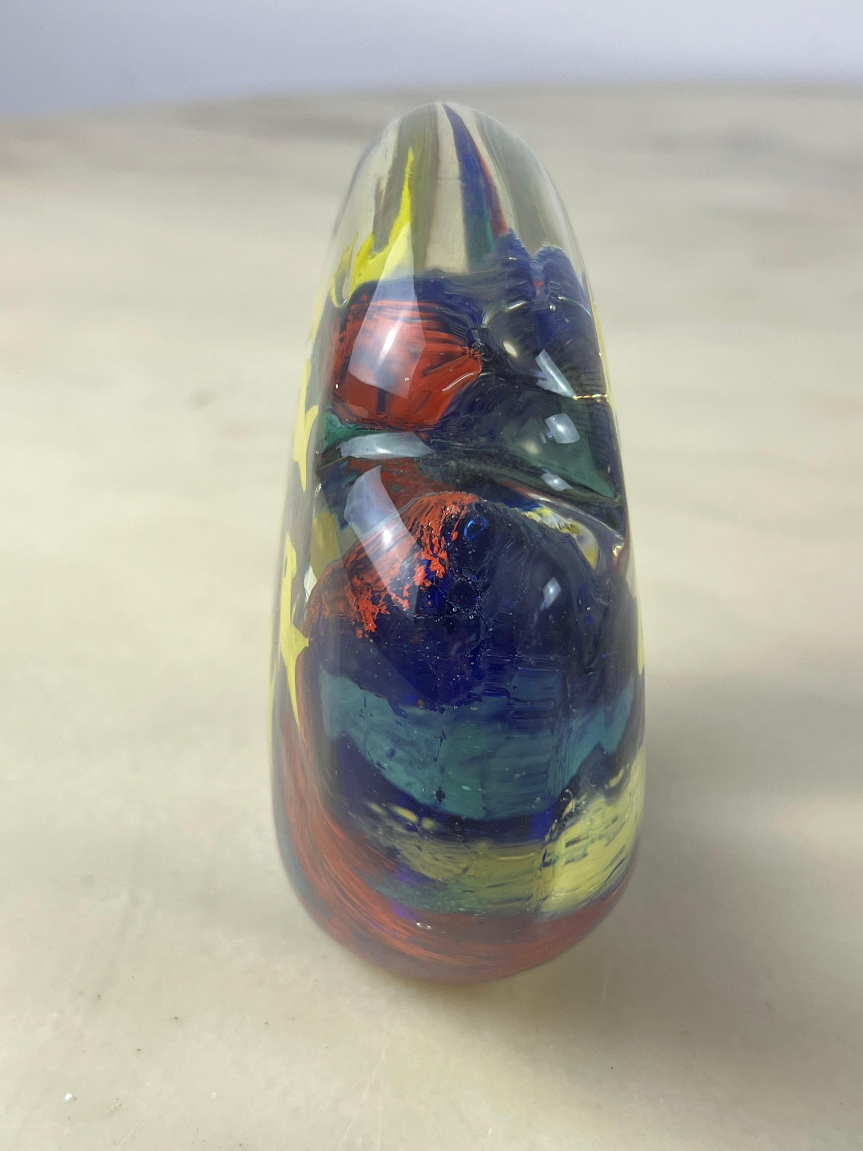 Late 20th Century Colored Murano Glass Paperweight, Italy, 1970s For Sale