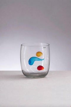 Vase coloré de Murano par Alfredo Barbini, postmoderne, étiquette