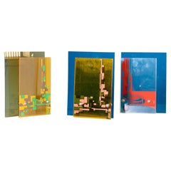 Colored plexiglass photo frame, 1980, set of 3
