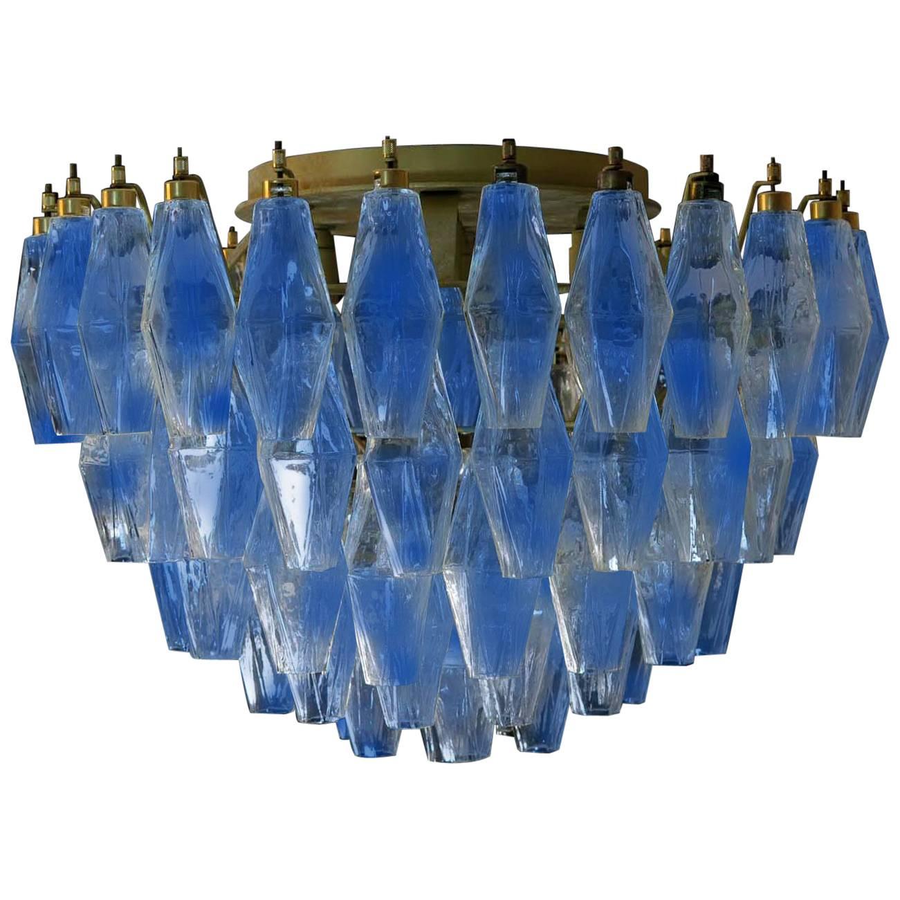 Elegant Italian ceiling light made from eighty-four beautiful Murano colored glasses 