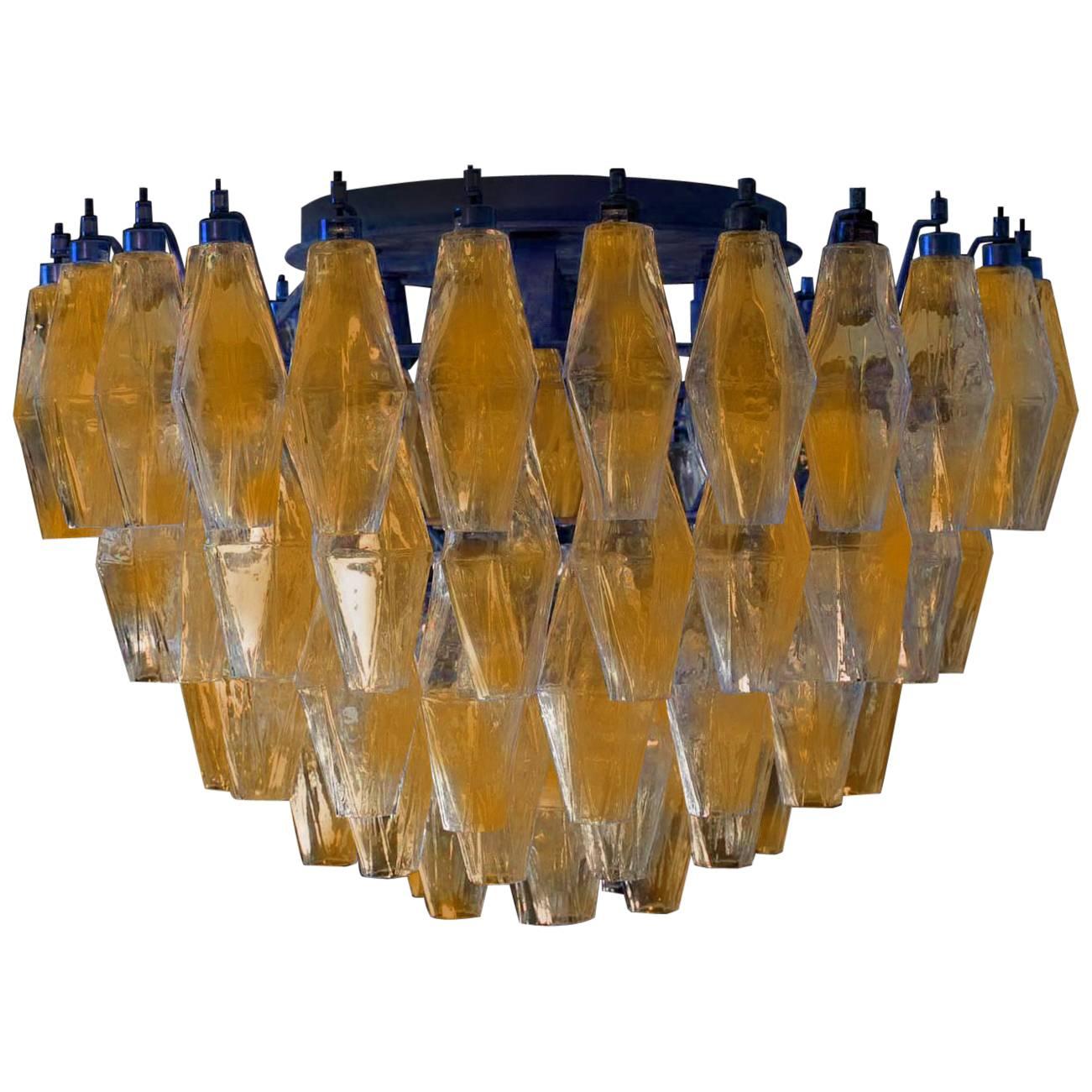 Colored Poliedri Chandelier in the Style of Carlo Scarpa, Murano