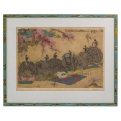 Colored Print Proof Asian Garden Signed Artist Elyse Lord