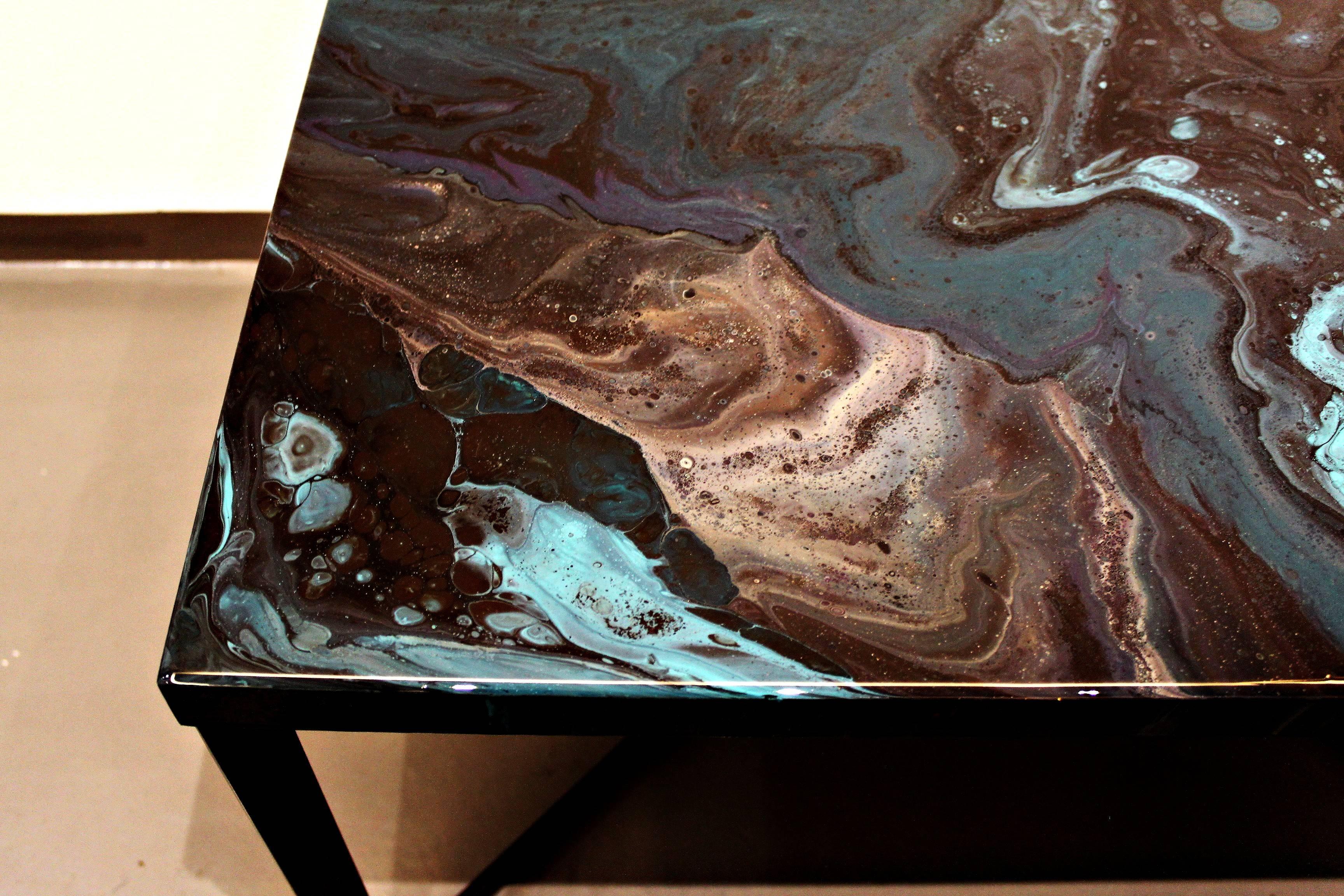 Hand-Crafted Contemporary Resin Coffee Table 