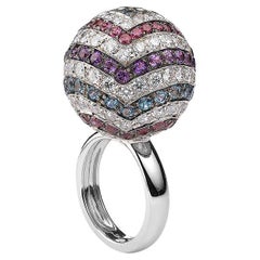 Bague en or or avec pierres de couleur et diamants