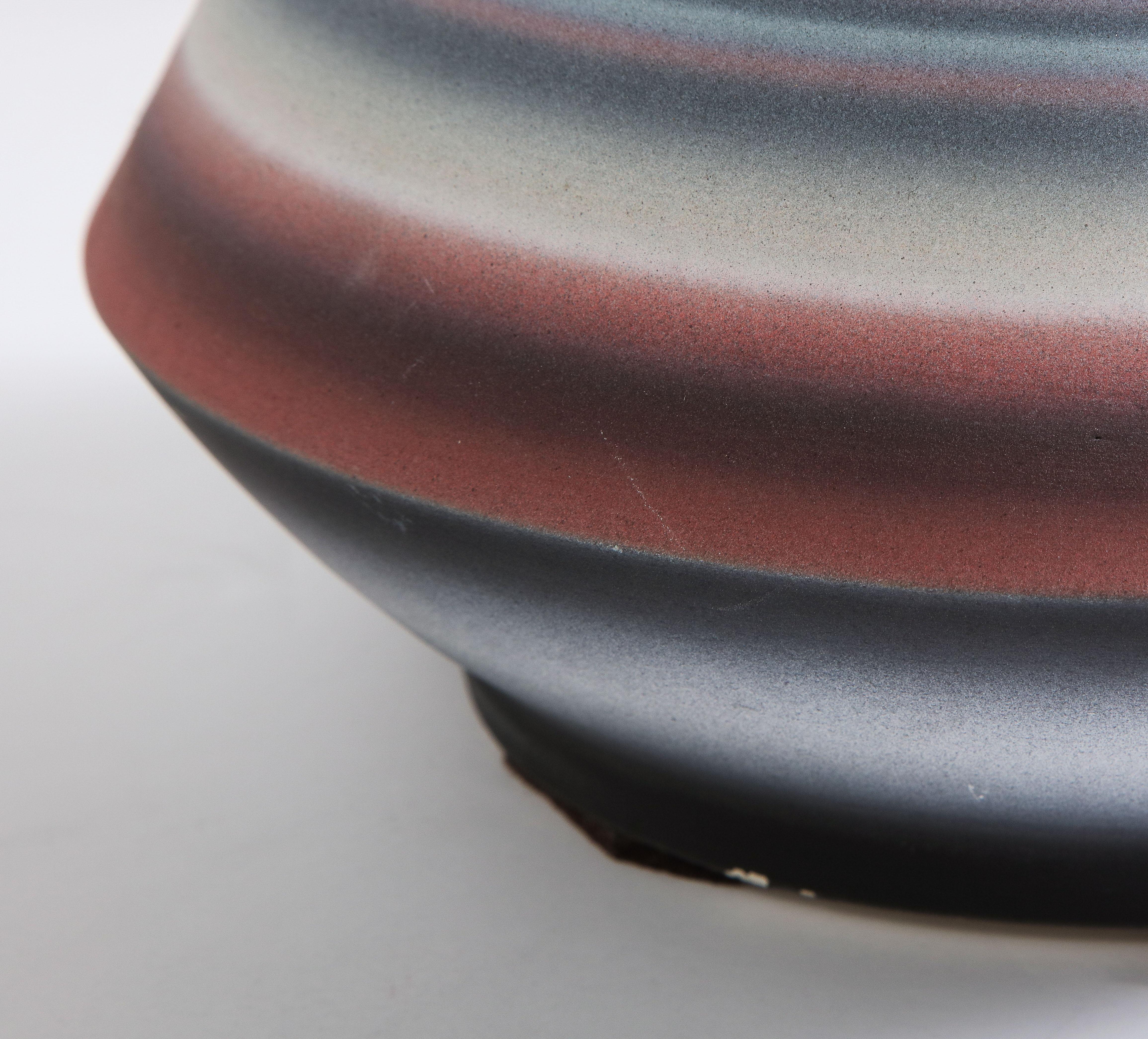 Ceramic Colored Striped Vessel, Medium
