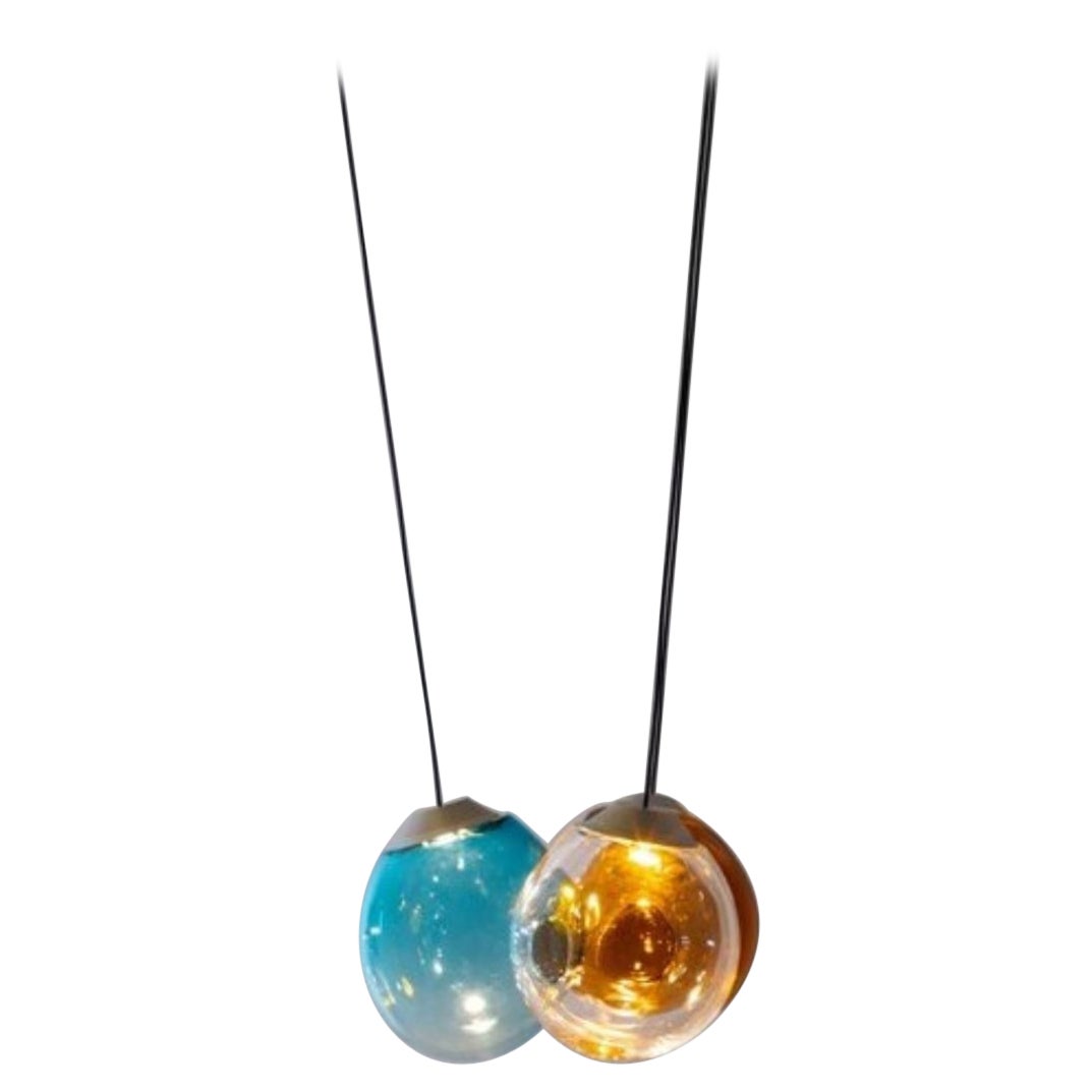 Colored Triple Momentum Blown Glass Pendants by Alex de Witte For Sale